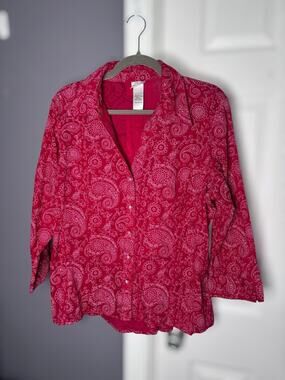Fashion Bug Red Sparkle Paisley Print Blouse Large
